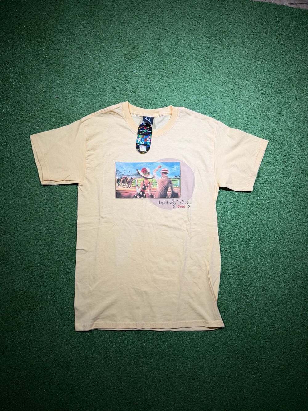 NWT 2008 Kentucky Derby Graphic T-Shirt Yellow Size Small